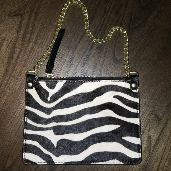 New Genuine Calf Hair Zebra Wristlet - Picture 1 of 4